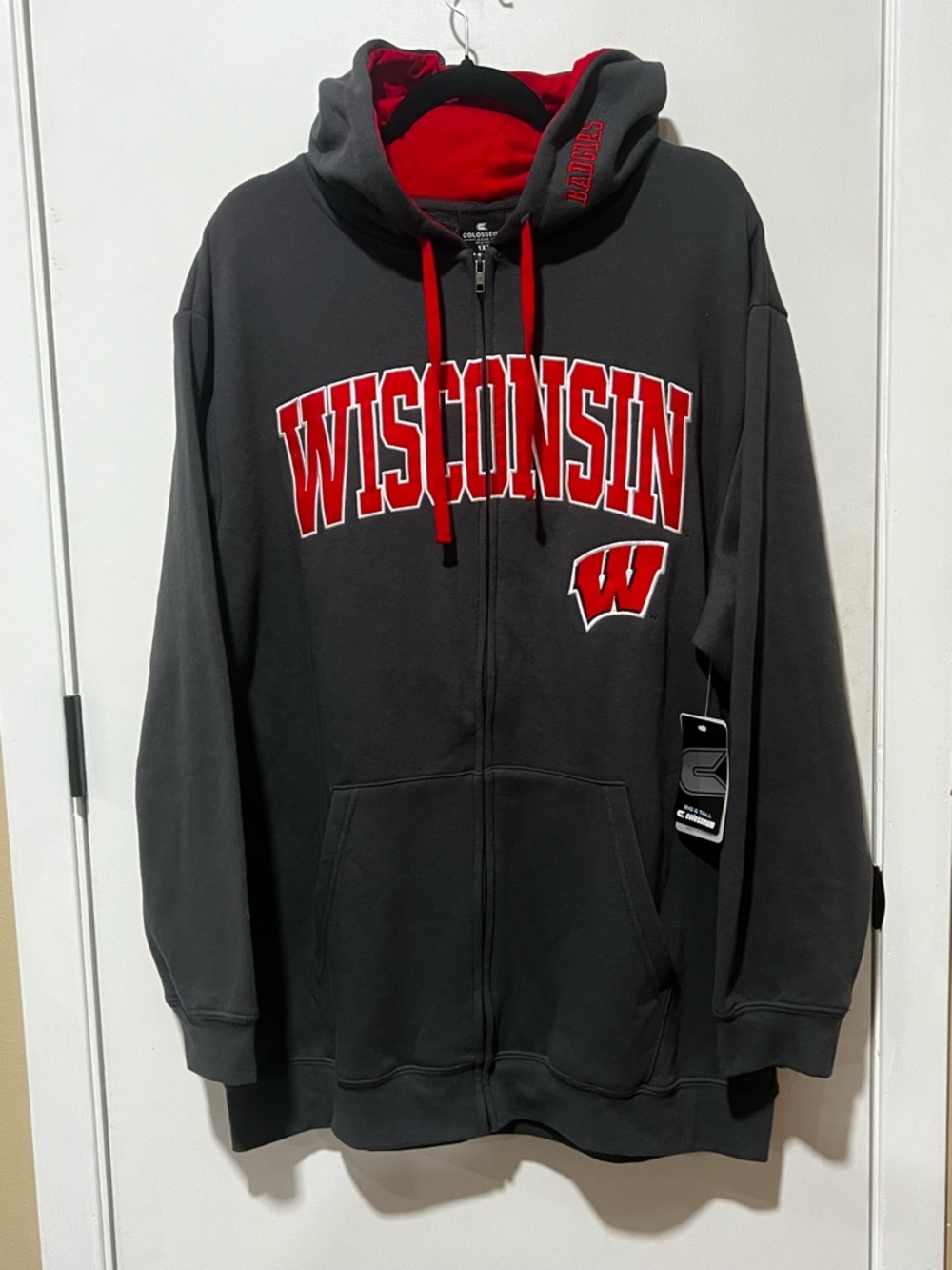 Colosseum Gray and Red Men's Full-Zip Hoodie